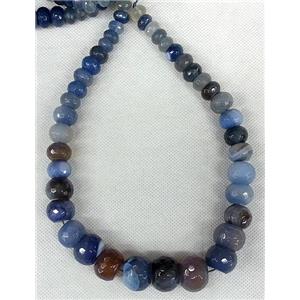 blue Agate rondelle beads Necklace Chain, approx 12-20mm