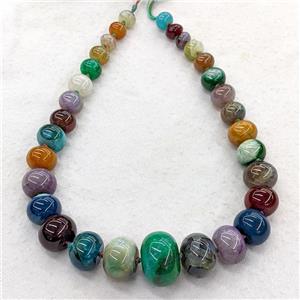 Agate graduated beads, rondelle, dye, multicolor, approx 12-28mm