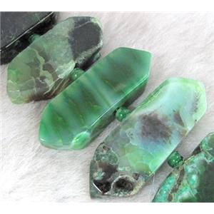 agate beads, point, guidepost, green, approx 12x20-20x40mm