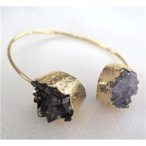 druzy amethyst bracelet, gold plated, approx 10-16mm, 60mm dia