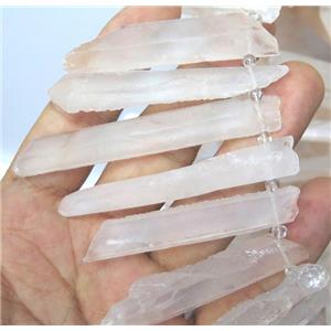 Clear Quartz stick beads, matte, approx 30-80mm