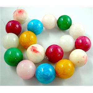 Colorful jade, gemstone bead, 24mm dia