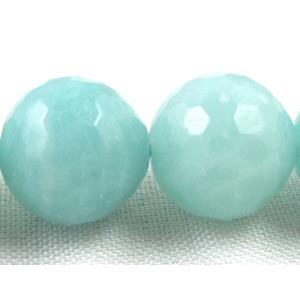 Amazonite Beads, faceted round gemstone, grade AB, 14mm dia. 28pcs per st