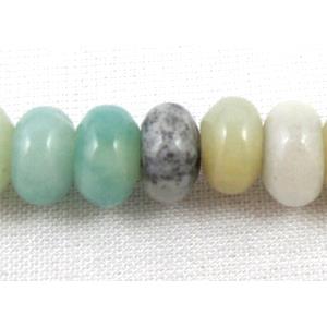 Amazonite Bead, flat round stone, 6x10mm, approx 66pcs per st