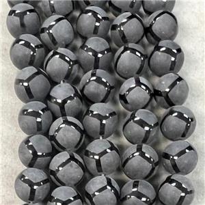 matte black onyx agate Beads, round, approx 14mm dia, 15.5 inches