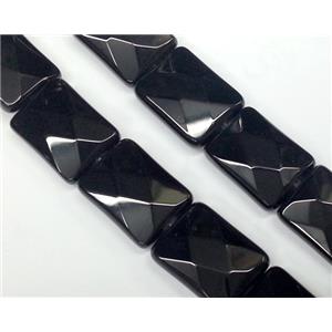 black natural onyx bead, faceted rectangle, approx 10x14mm