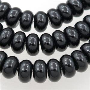 black onyx agate bead, rondelle, approx 10x14mm