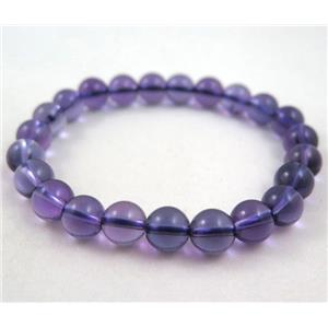 amethyst bracelect, AA grade, round, approx 8mm bead