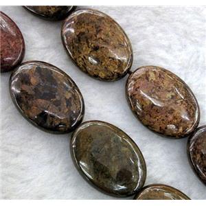 flat-oval Bronzite Beads, approx 18x25mm