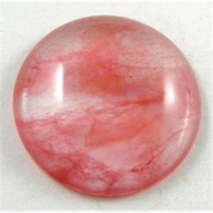 watermelon Agate, flat-back Round Cabochon, 20mm dia