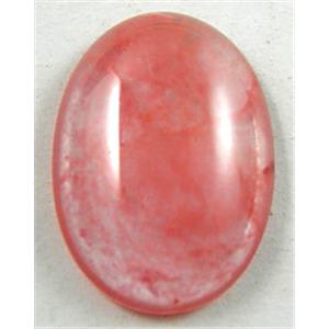 Watermelon Quartz, flat-back Oval Cabochon, 13x18mm