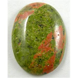 Unakite Gemstone, Cabochon, flat-back Oval, 22x30mm