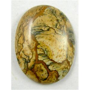 Picture Jasper, Cabochon, flat-back Oval, 22x30mm