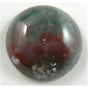 Round Bloodstone Cabochon, flat-back, 14mm dia