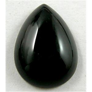 Black Onyx, Cabochon, flat-back Teardrop, 8x12mm