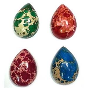 Sea sediment jasper bead , cabochon, flat-back teardrop, 18x25mm