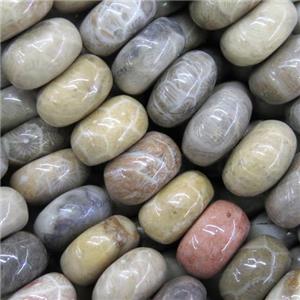 Coral Fossil Jasper Beads, chrysanthemum, rondelle, approx 6x10mm, 62pcs per st