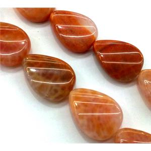 ruby fire Agate beads, twist drop, grade A, 13x18mm, approx 22pcs per st