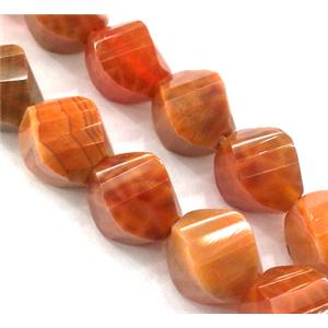 ruby fire Agate beads, twist, grade A, 10x12mm, approx 33pcs per st