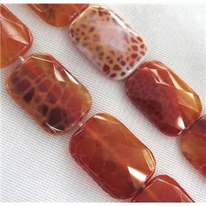 ruby Fire Agate Beads, faceted Oblong, approx 10x20mm