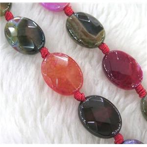 Agate beads, faceted oval, mixed color, approx 15x20mm, 15.5 inches