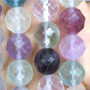 rainbow Fluorite beads, faceted round, approx 8mm dia, 15.5 inches