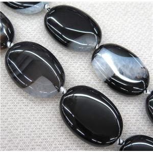 Agate Druzy oval beads, white black, approx 18x25mm