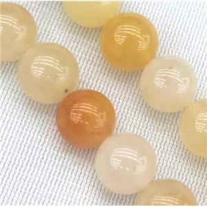 Chinese Yellow Honey Jade Beads Smooth Round, approx 10mm dia