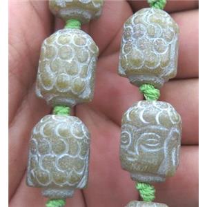 Chinese Jade Buddha Beads, approx 14x18mm