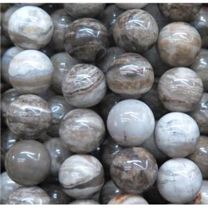 natural Silver Leaf Jasper beads, round, approx 4mm dia