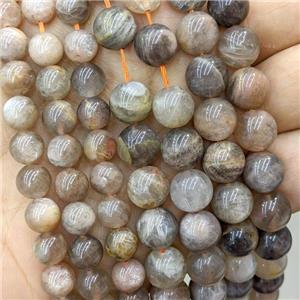 black Sunstone Beads, round, approx 10mm dia