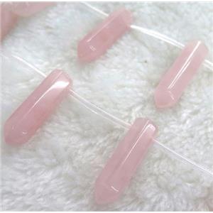 rose quartz beads, bullet shape, approx 8x31mm, 12pcs per st