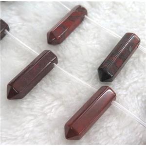 poppy jasper beads, bullet shape, approx 8x31mm, 12pcs per st