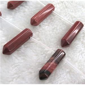 red jasper bullet beads, approx 8x31mm, 12pcs per st