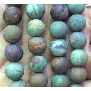 green Opal Jasper Beads, matte, round, approx 12mm dia, 15.5 inches