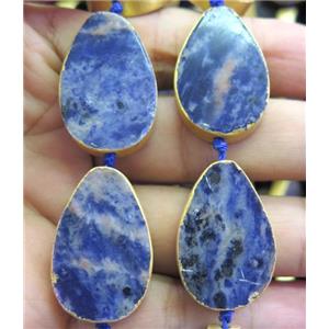 Sodalite beads, teardrop, approx 20-30mm