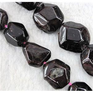 Garnet Beads, dark-red, freeform, approx 12-16mm