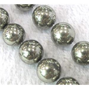 round Pyrite Beads, approx 6mm dia