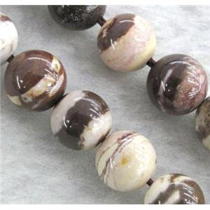 round Zebra Jasper Beads, approx 8mm dia, 15.5 inches