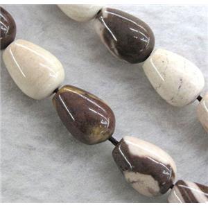 Zebra Jasper bead, teardrop, approx 8x12mm, 15.5 inches