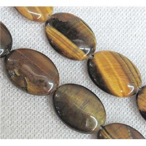 tiger eye bead, flat oval, approx 15x20mm