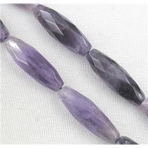 amethyst beads, faceted barrel, purple, approx 10x30mm, 15.5 inches