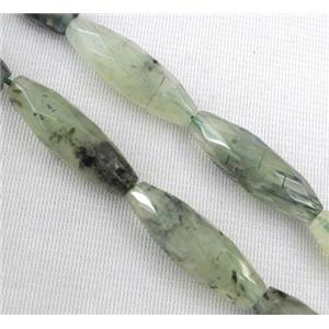 prehnite quartz beads, faceted barrel, approx 10x30mm, 15.5 inches