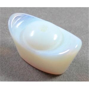 white opalite beads, yuanbao, 10x20x12mm, approx 33pcs per st