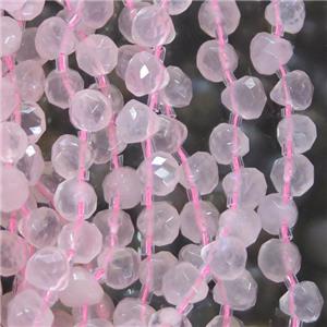 rose quartz bead, faceted teardrop, approx 8-9mm