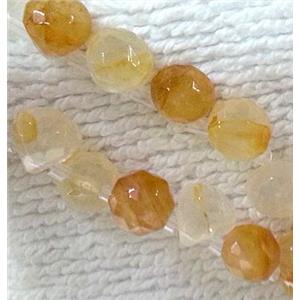 Citrine beads, faceted teardrop, approx 8-9mm