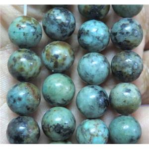 round African turquoise beads, green, approx 6mm dia, 62pcs per st