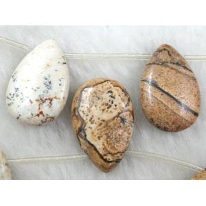 Picture jasper, teardrop, drilled top hole, 16x25mm,13pcs per st