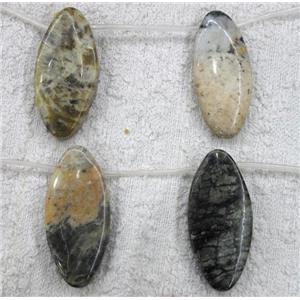 jasper bead, flat-oval, approx 20x45mm, 9pcs per st