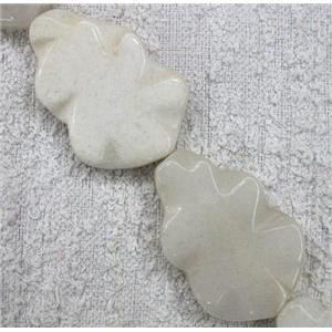 white jade bead, cucurbit, approx 25x40mm, 10pcs per st